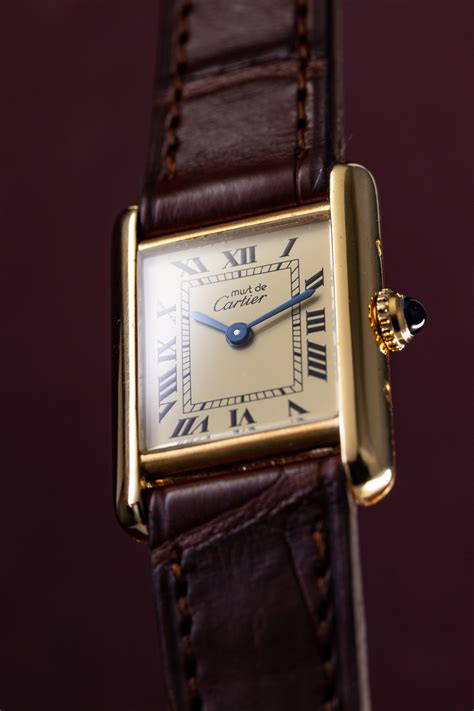 cartier tank vermeil quartz crystal|cartier tank vermeil replating.